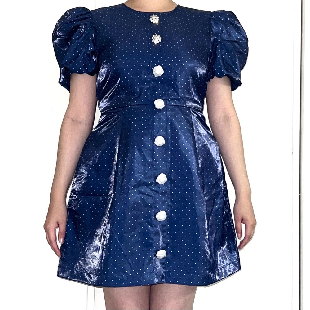 DANIELLE BERNSTEIN Blue Polka Dot Dress